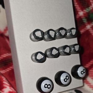 Black and White 8 Ball Tire Valve Caps